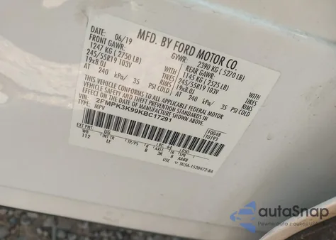 2019 Ford Edge Titanium из США, поврежденный, VIN 2FMPK3K99KBC17291